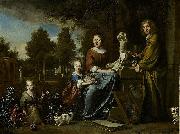 Agneta Block and her family at their summer home Vijverhof with her cultivated pineapple Jan Weenix